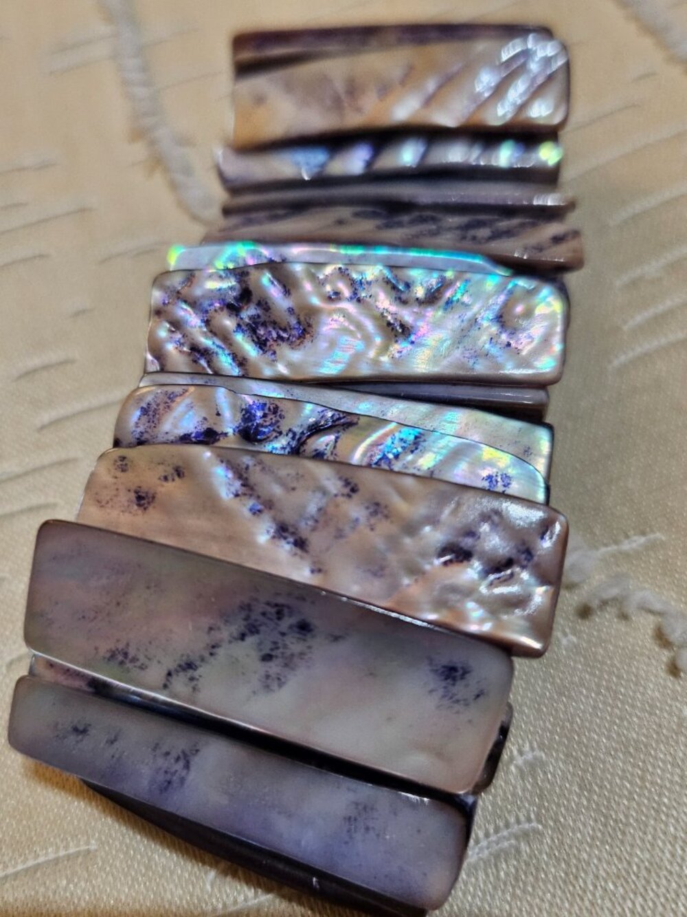 MOTHER of PEARL ELASTICIZED BRACELET CUFF - Picture 5 of 8